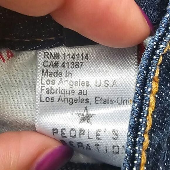 People's Liberation Embroidered Low Rise Book Cut Jeans Dark Wash Denim Y2K - 28 - Picture 10 of 11